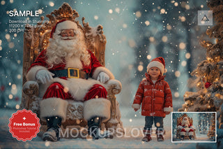 santa claus in a fantasy winter wonderland, perfect for christmas kids portraits with holiday digital backdrop