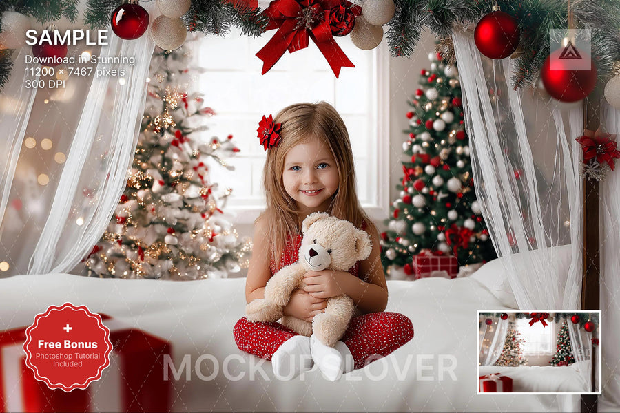scene of a cozy winter wonderland with christmas trees and snow, suitable for holiday photography
