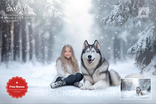 winter wolf and woodland creatures scene, perfect for holiday photo shoots