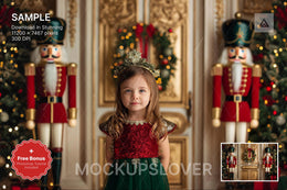 nutcracker figure in festive holiday scene, perfect for christmas photo shoots