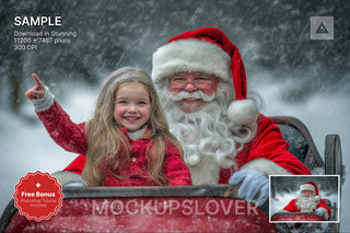santa claus in a winter wonderland holiday photography backdrop for christmas portrait photos