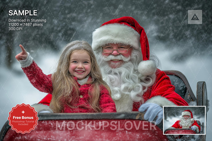 santa claus in a winter wonderland holiday photography backdrop for christmas portrait photos