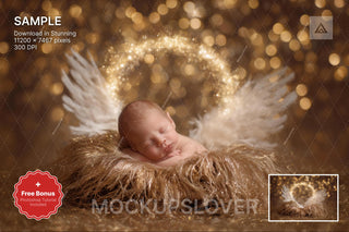 angel baby digital backdrop for christmas nativity scenes, perfect for holiday photos