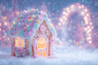 Christmas Digital Backdrop, Gingerbread House Photo Background, Winter Wonderland, Holiday Candyland Kids Props, Photoshop & Canva Template