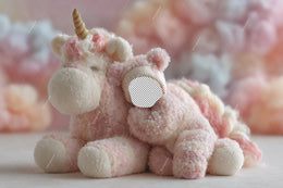 Newborn Face Swap Overlay, Unicorn Digital Backdrop, Dreamy Pink Studio Photo Background, Teddy Bear, Baby Girl Prop, Photoshop Template