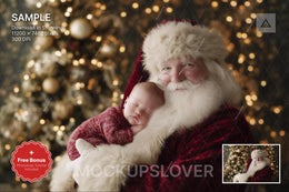 santa claus digital backdrop with festive holiday scene for newborn and baby photos