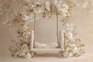 Newborn Digital Backdrop, White Floral Studio Photo Background, Flower Arch, Baby Boy Girl Prop, Photoshop & Canva Template, Photo Editing