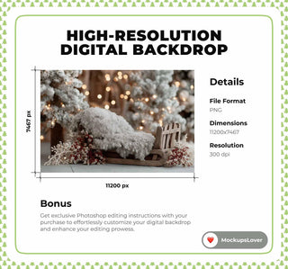 Newborn Digital Backdrop, Christmas Wooden Studio Photo Background, Holiday Baby Boy Girl Prop, Photoshop & Canva Template, Photo Editing