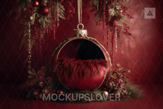 First Christmas Baby Digital Backdrop, Christmas Ball Photo Background, Holiday Studio Newborn Boy Girl Prop, Photoshop & Canva Template
