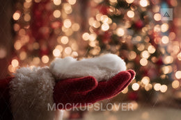 Christmas Baby Digital Backdrop, Santas Hand Photo Background, Holiday Newborn Boy Girl Prop, Photoshop & Canva Template, Photo Editing