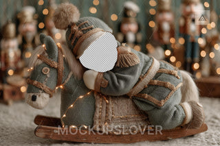 Newborn Face Swap Overlay, Christmas Nutcracker Digital Backdrop, Studio Photo Background, Holiday Baby Portrait Prop, Photoshop Template