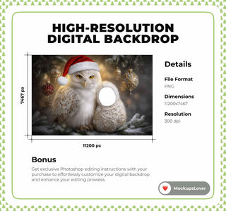 Newborn Face Swap Overlay, Christmas Digital Backdrop, Woodland Animals, Wise Owl, Forest Photo Background, Holiday Baby Portrait Prop