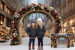 110 Christmas Arches Digital Backdrop Bundle, Winter Wonderland Photo Backgrounds, Holiday Kids Prop, Photoshop & Canva Templates