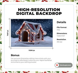 344 Christmas Dog House Digital Background Bundle, Winter Pet House Backdrops, Cat House, Pet Portrait Prop, Photoshop & Canva Template