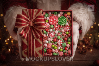 First Christmas Newborn Digital Backdrop, Red Studio, Christmas Gift, Santa Claus Photo Background, Holiday Baby Prop, Photoshop Template