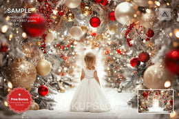 christmas ornament arch digital backdrop for holiday and family portrait photography