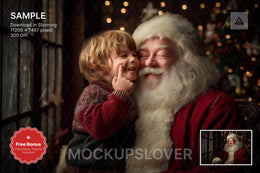 santa claus figure with christmas backdrop, perfect for holiday photo shoots
