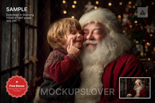 santa claus figure with christmas backdrop, perfect for holiday photo shoots