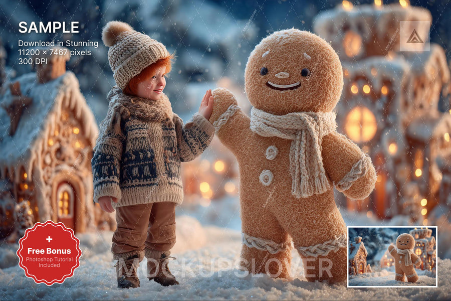 gingerbread house with christmas cookies and holiday village scene, perfect for festive photo backgrounds