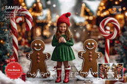 colorful candyland backdrop with christmas cookies and candy canes for festive holiday photo editing