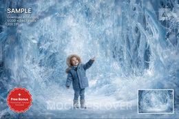 digital backdrop featuring winter wonderland scene with north pole elements, suitable for holiday and christmas photos