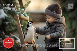 farm christmas backdrop with woodland animals, perfect for holiday photo sessions