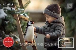 farm christmas backdrop with woodland animals, perfect for holiday photo sessions