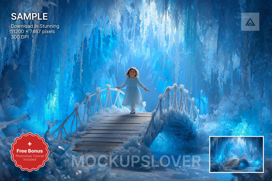 kids in winter wonderland scene with north pole theme for holiday photos