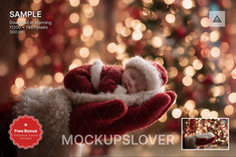 christmas baby digital backdrop, holiday newborn scene, photo background, santa backdrop, newborn photo prop