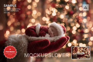 christmas baby digital backdrop, holiday newborn scene, photo background, santa backdrop, newborn photo prop