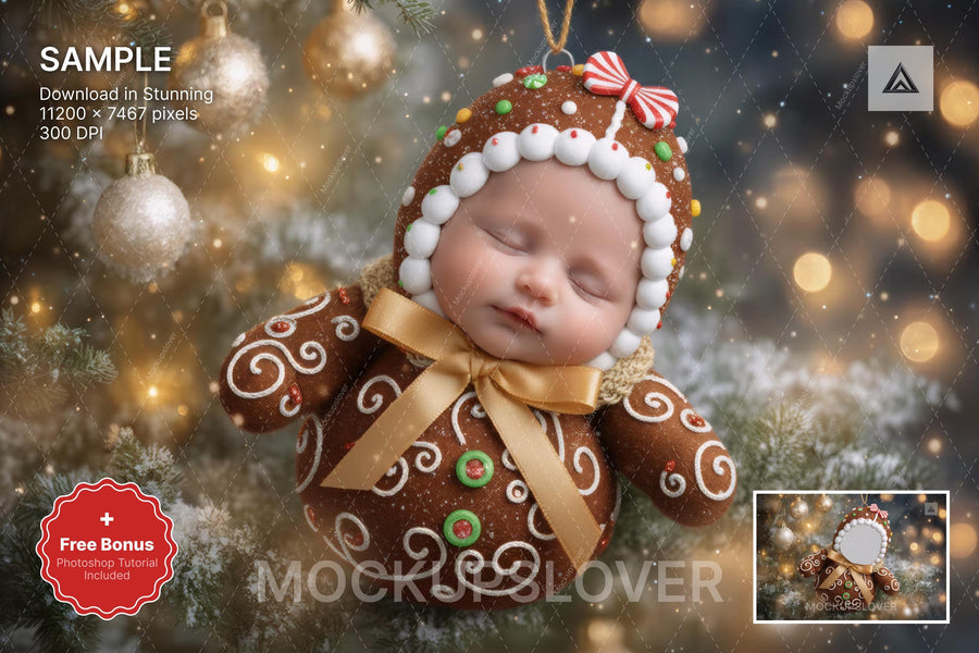 baby face swap overlay with christmas background, ideal for holiday portraits and newborn photos