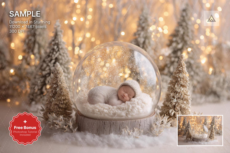 christmas baby scene, winter wonderland backdrop, holiday photo background, newborn props, festive environment