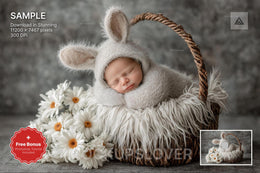 easter bunny newborn digital backdrop, perfect for spring photo sessions and holiday portraits
