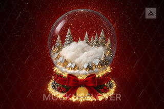 Newborn Digital Backdrop, Red Christmas Studio Photo Background, Glass Globe, Christmas Card, Holiday Baby Prop, Photoshop & Canva Template
