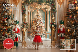 vintage christmas nutcracker with festive lights, perfect for holiday family portraits