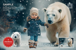 polar bear and woodland animals scene, perfect for holiday photo shoots