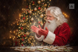 Christmas Bakery Digital Backdrop, Santa Claus, Cookies, Farmhouse Kitchen Photo Background, Holiday Kids Prop, Photoshop & Canva Template
