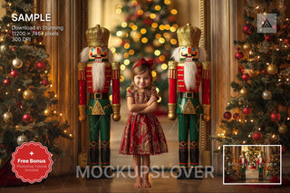 giant nutcracker digital backdrop for holiday portraits and winter scenes