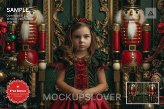 victorian christmas backdrop for kids' holiday portraits, festive photo background, christmas studio scene