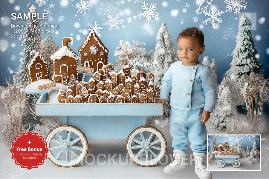 gingerbread house scene with christmas cookies, suitable for holiday photo shoots