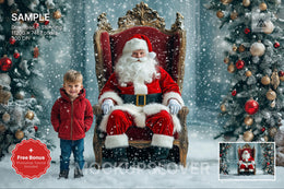 santa claus in a fantasy forest winter wonderland digital background for christmas portraits