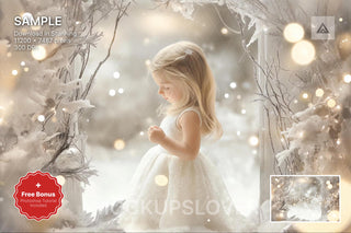 winter frozen arch scene with holiday backdrop, ideal for christmas photo shoots and family portraits