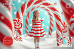 candy cane arch in winter wonderland, perfect for christmas kids photo prop and candyland themes