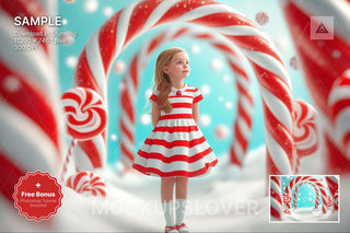 candy cane arch in winter wonderland, perfect for christmas kids photo prop and candyland themes