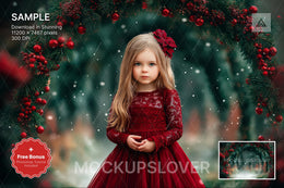 christmas arch scene with winter landscape background and studio setup