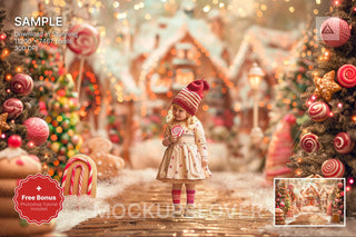 scene of a gingerbread house backdrop for holiday photography, ideal for christmas photo sessions