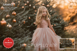 christmas tree farm scene with decorated trees and winter landscape, ideal for holiday photo shoots