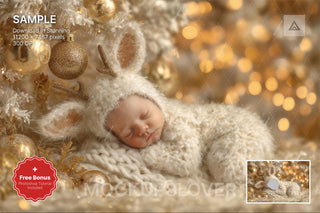 christmas baby face swap with reindeer and holiday backdrop for photoshop overlay