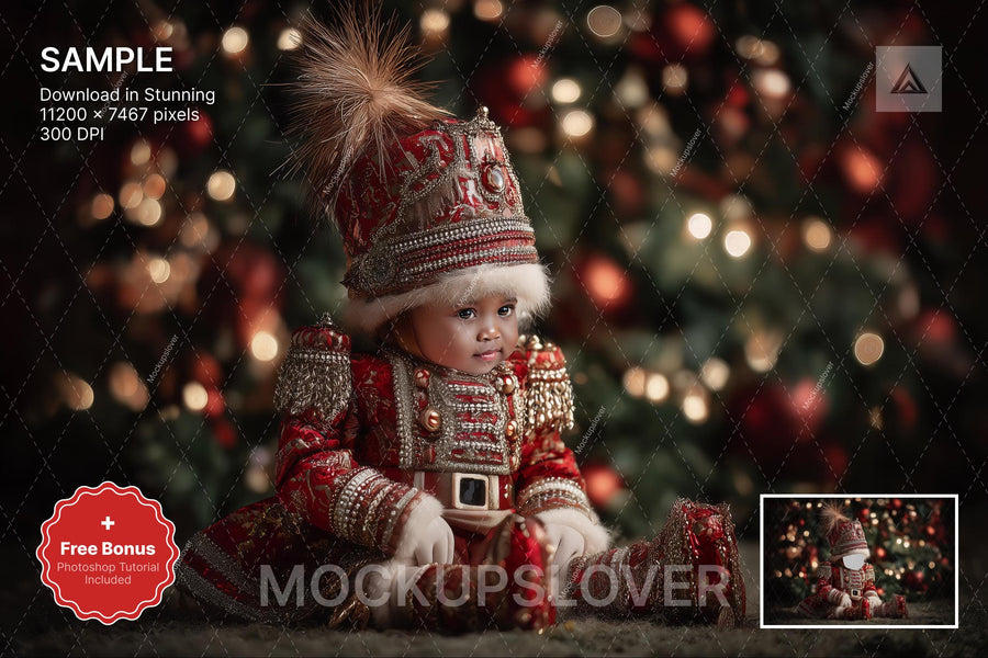 christmas baby digital backdrop, winter wonderland photo scene, holiday kids portrait prop