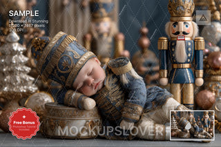 face swap overlay with nutcracker character for holiday photography set